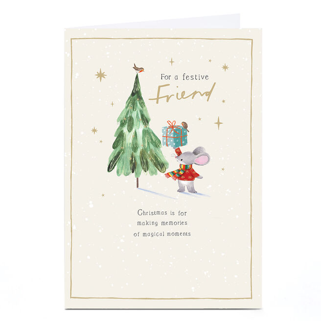 Christmas Card - Robin and Mouse For A Festive Friend