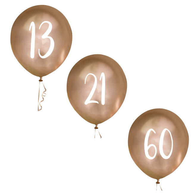 Metallic Gold Number Latex Balloons - Pack of 5 (Milestone Ages)