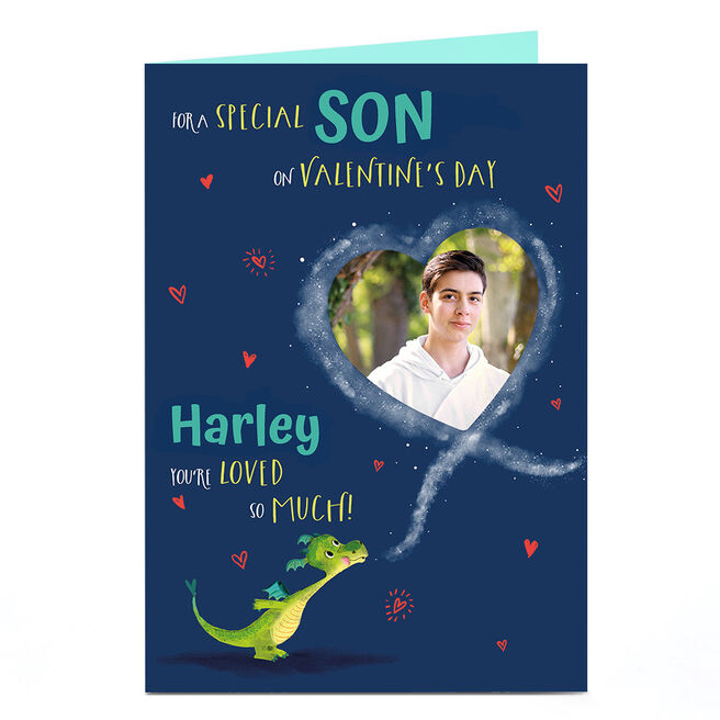 Photo Valentine's Day Card - Dragon Blowing Heart