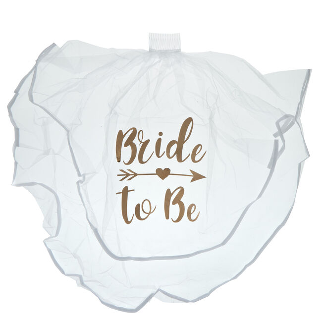 Luxury Bride to Be Rose Gold Printed Veil