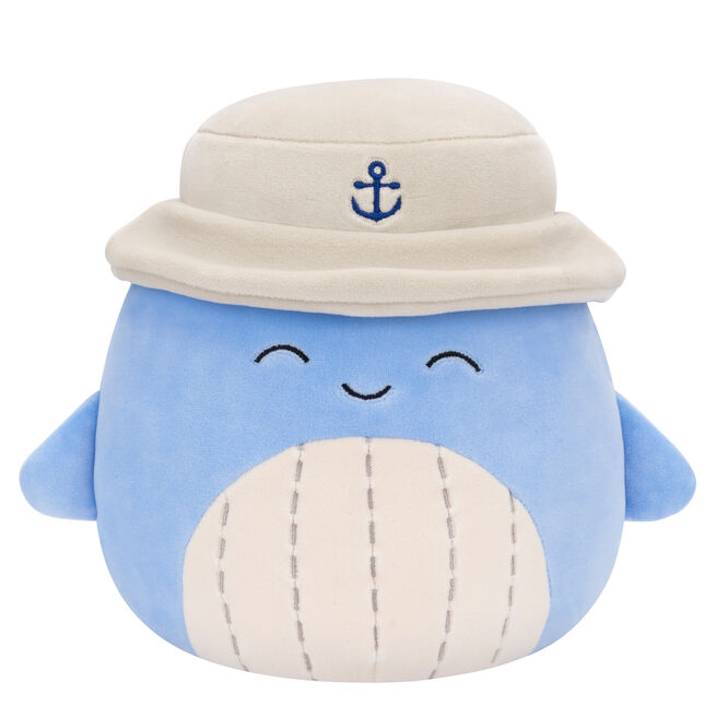 Squishmallows 7.5-Inch Samir The Whale Shark with Bucket Hat