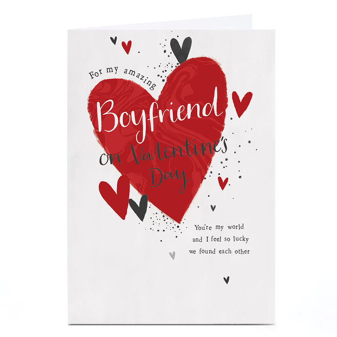 Valentine's Day Card - Feel So Lucky Hearts, Boyfriend