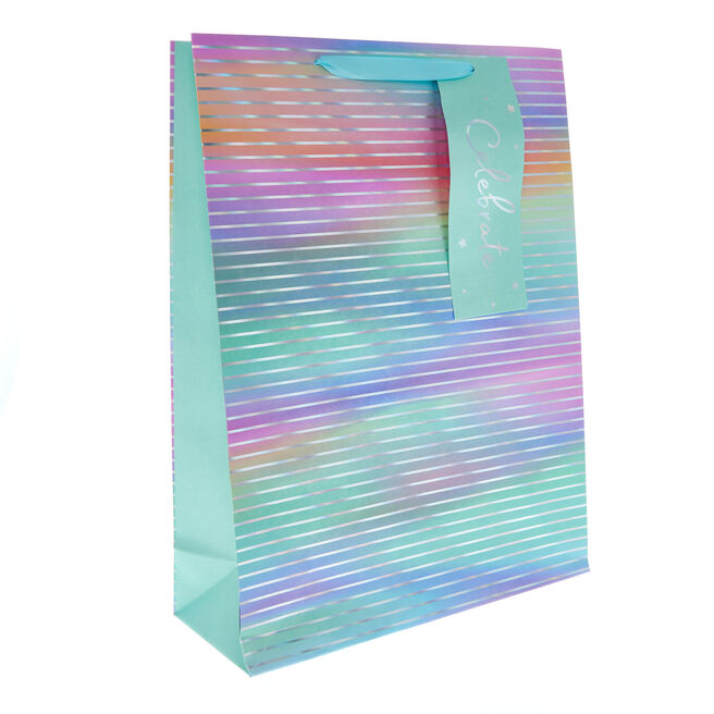 Pastel Stripes Celebrate Extra Large Portrait Gift Bag