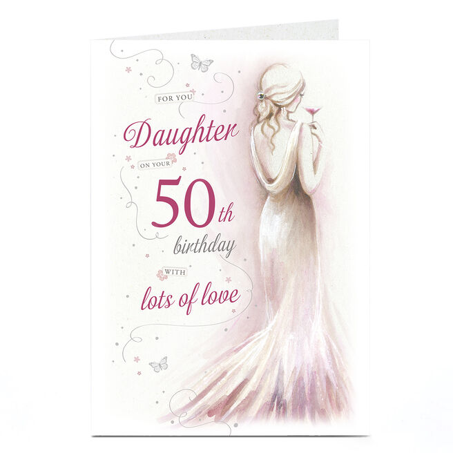 50th Birthday Card - Ballgown and Butterflies, Daughter