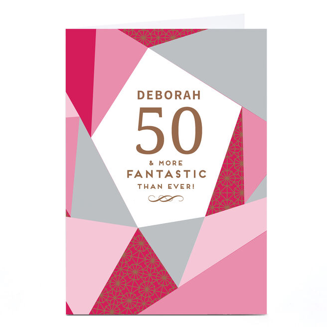 Personalised 50th Birthday Card - More Fantastic Than Ever, Red, Editable Age