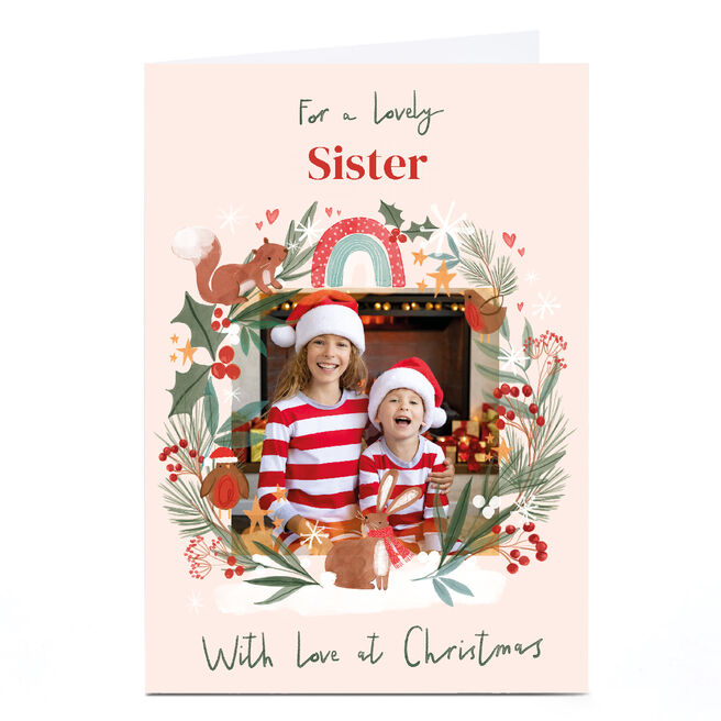 Photo Christmas Card - With Love at Christmas Festive Frame, Sister