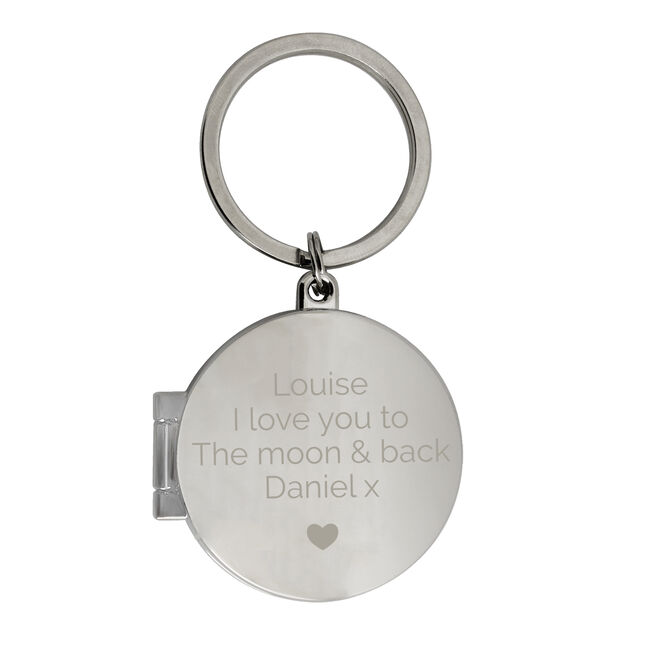 Personalised Heart Motif Locket Keyring 