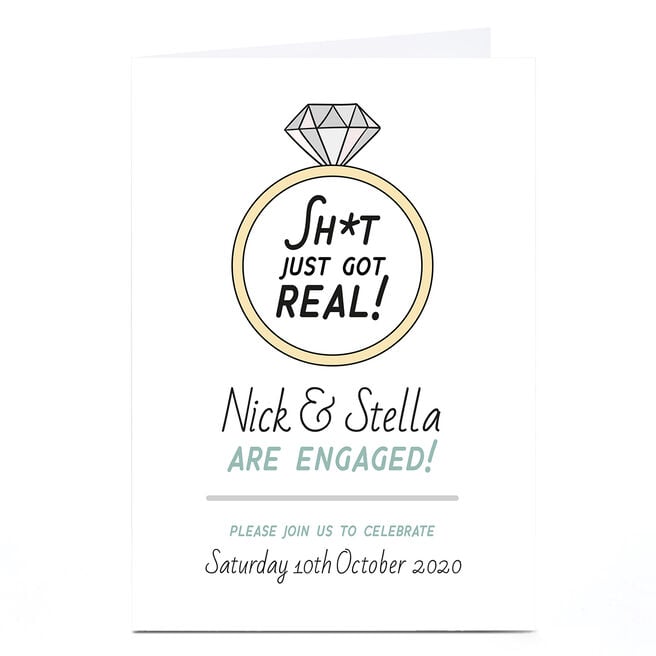 Personalised Engagement Party Invitation - Sh*t Got Real!