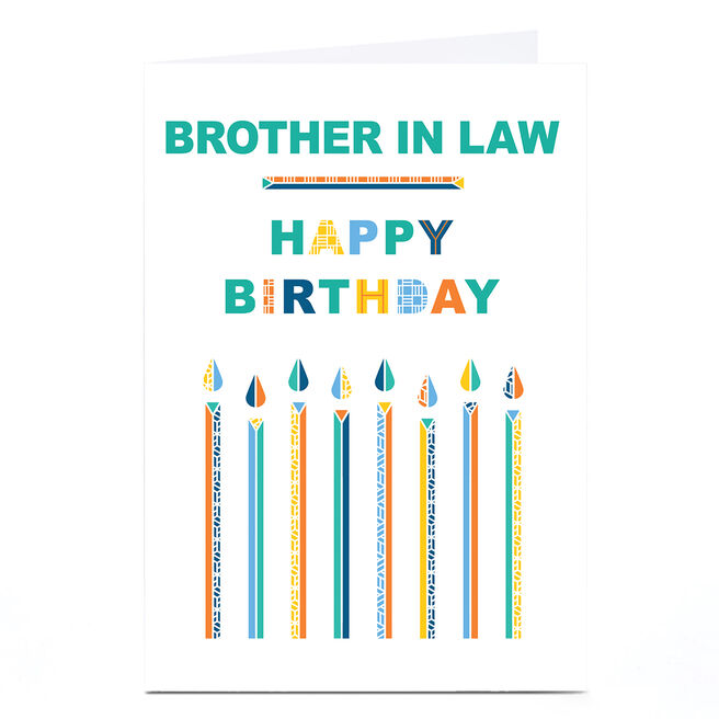 Birthday Card - Contemporary Cake Candles, Brother-in-Law