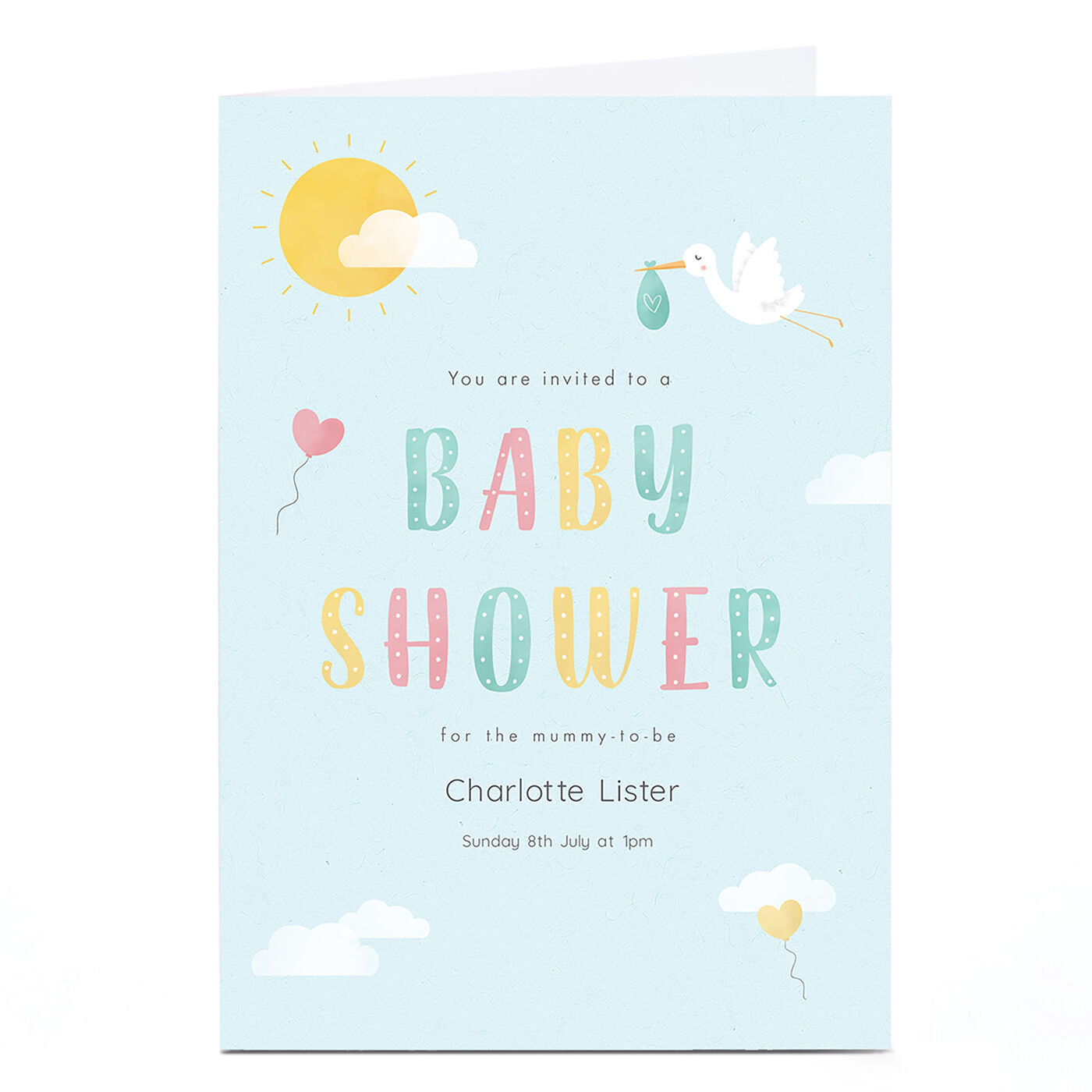 Buy Personalised Baby Shower Invitation Sun & Stork for GBP 1.79