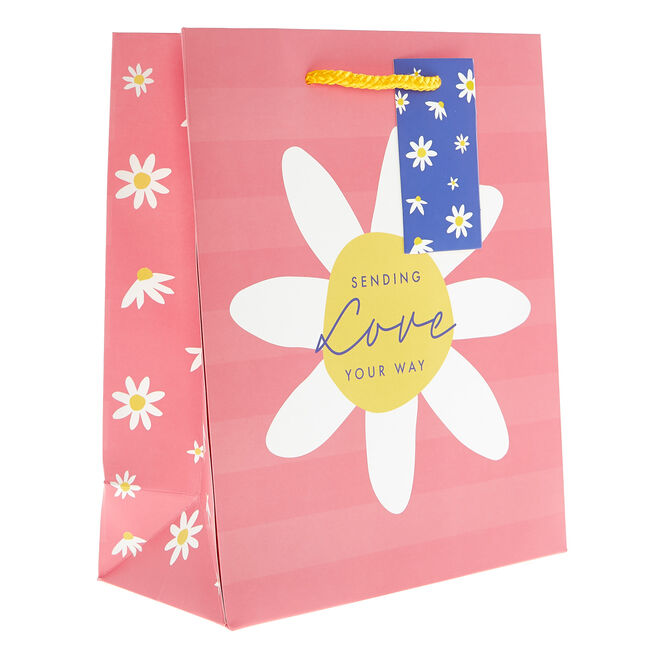 Medium Portrait Gift Bag - Pink Daisies