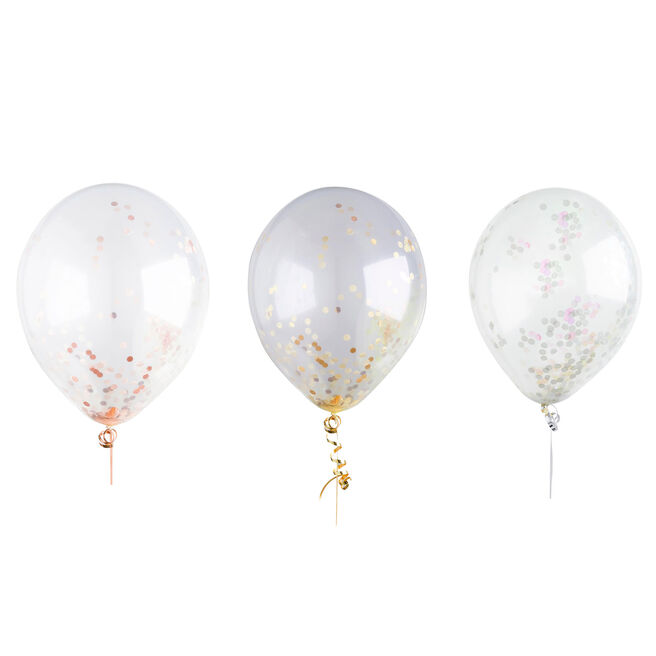 Metallic Confetti Latex Balloons - Pack of 5 (3 Colour Options)