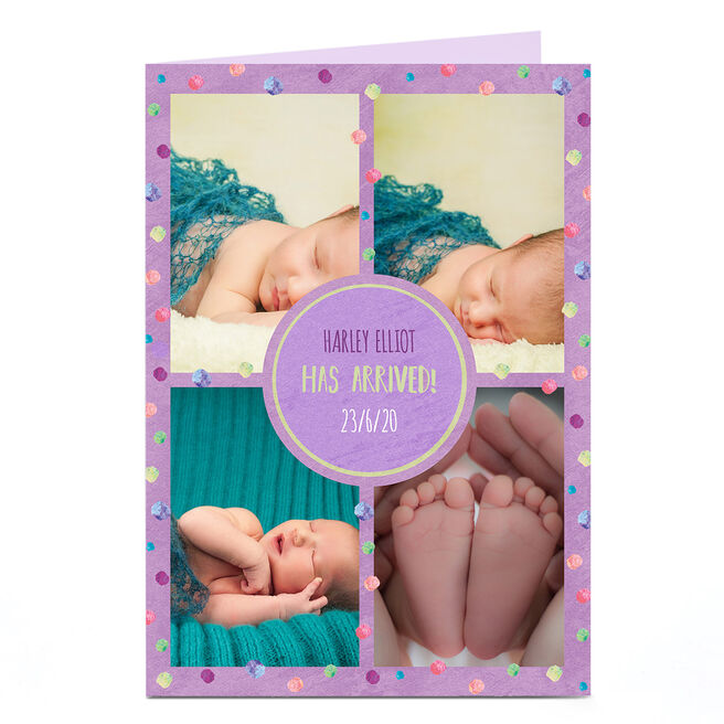 Photo New Baby Announcement Card - Baby Has Arrived