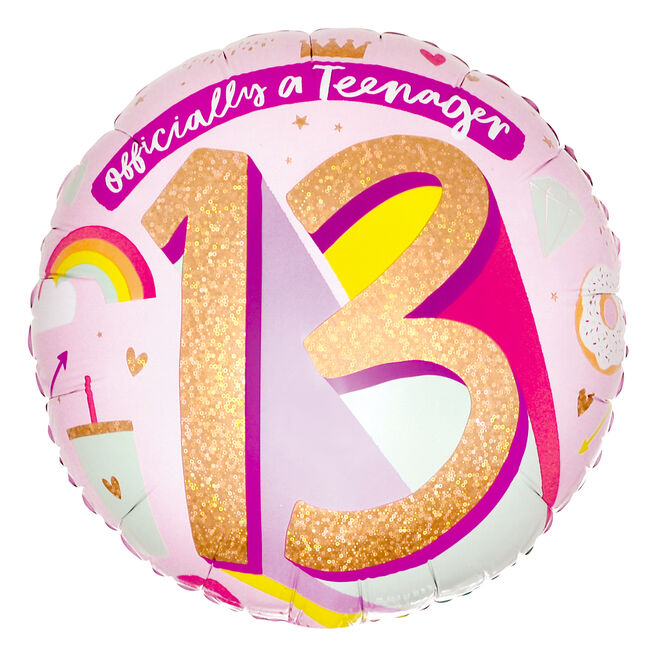Officially A Teenager 13th Birthday 18-Inch Foil Helium Balloon