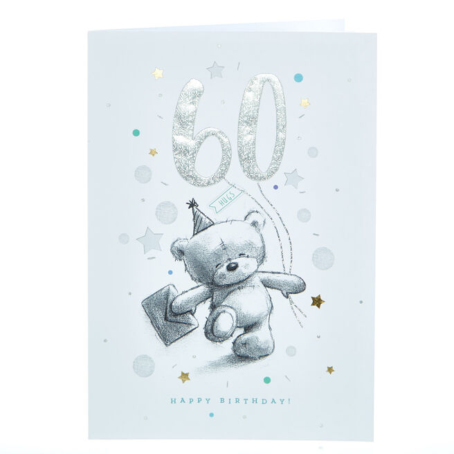 Hugs Bear 60th Birthday Card - Silver 