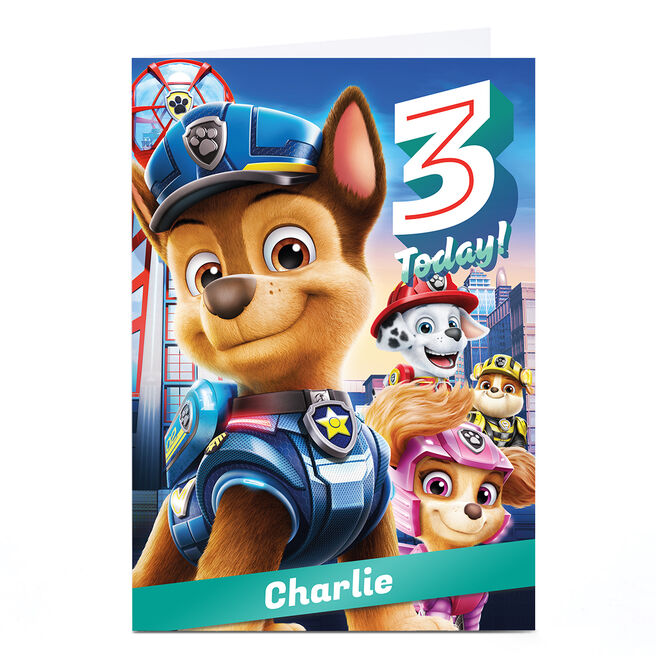 Personalised Paw Patrol Movie 3rd Birthday Card 