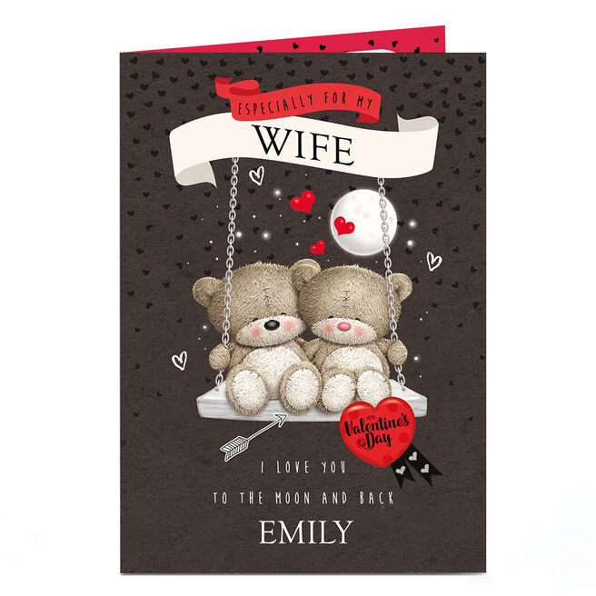 Personalised Hugs Bear Valentine's Day Card - Love Swing, Wife