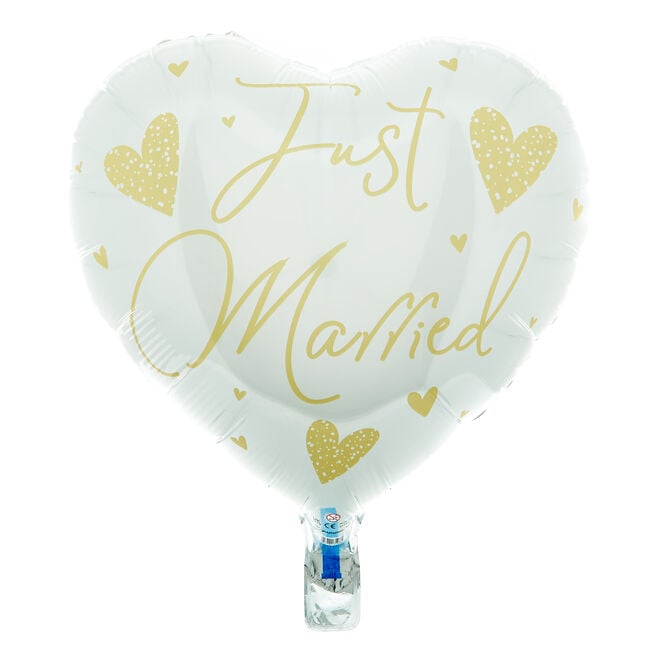 Just Married Heart 24-Inch Foil Helium Balloon