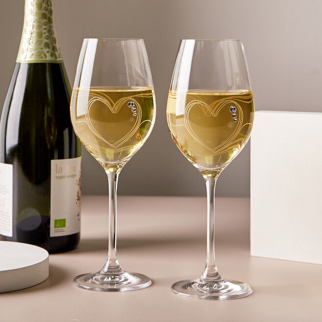 Diamante Crystal Wine Glasses - Set of 2
