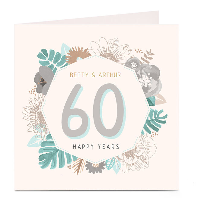 Personalised Anniversary Card - Flowers & Leaves