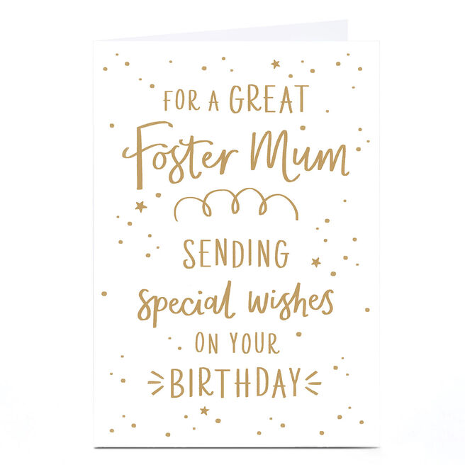 Birthday Card - Special Wishes and Gold Stars, Foster Mum