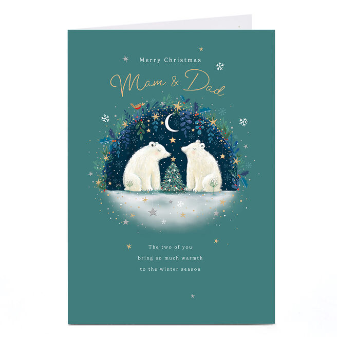 Christmas Card - Warmth To Winter Polar Bears, Mam & Dad