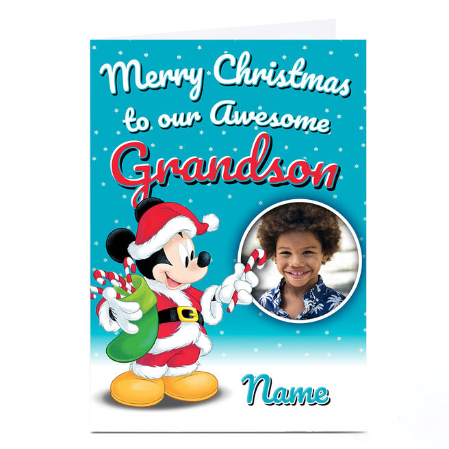 Photo Disney Christmas Card - Mickey Mouse Santa, Grandsons