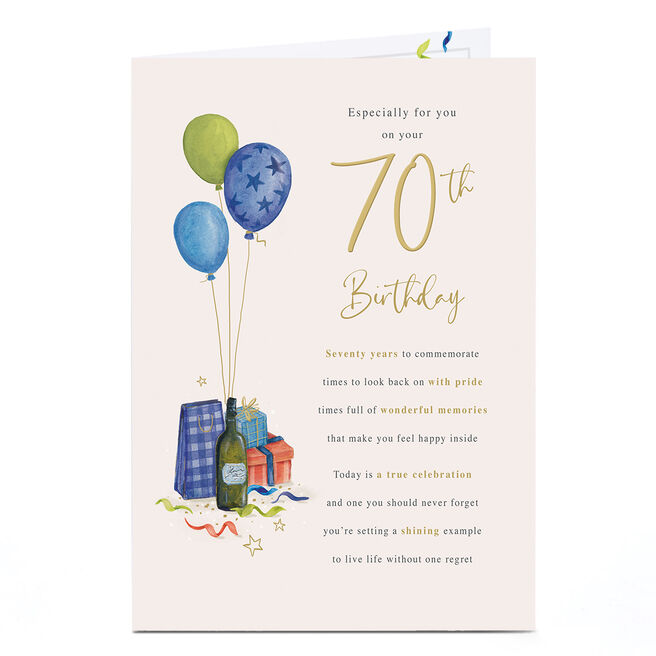 70th Birthday Card - Live Life Without Regret