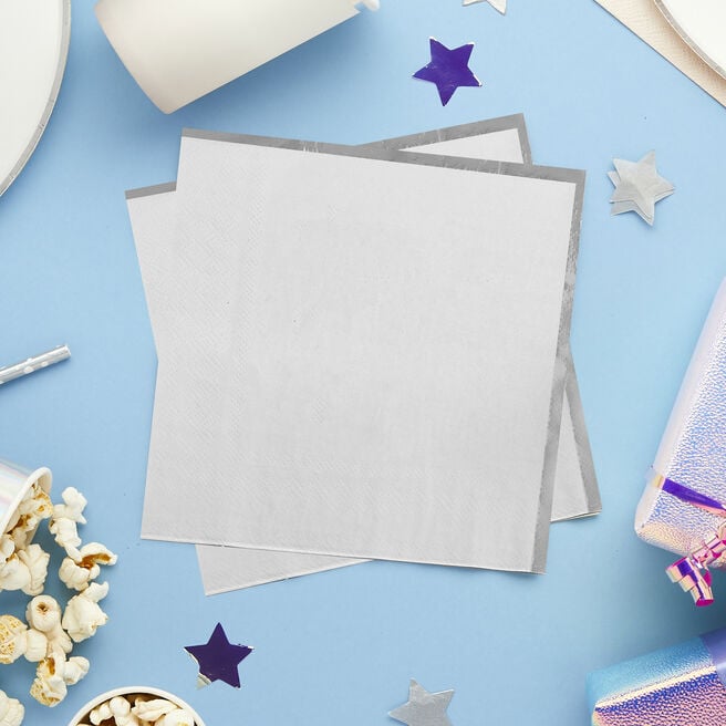 Metallic Silver & Grey Ombre Paper Napkins - Pack of 16