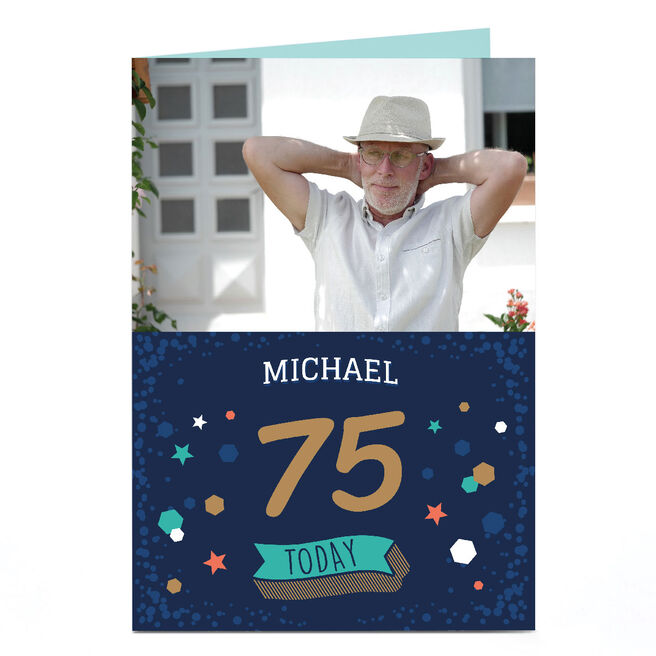 Personalised Birthday Card Photo Card - 75 ToDay Card, Editable Age