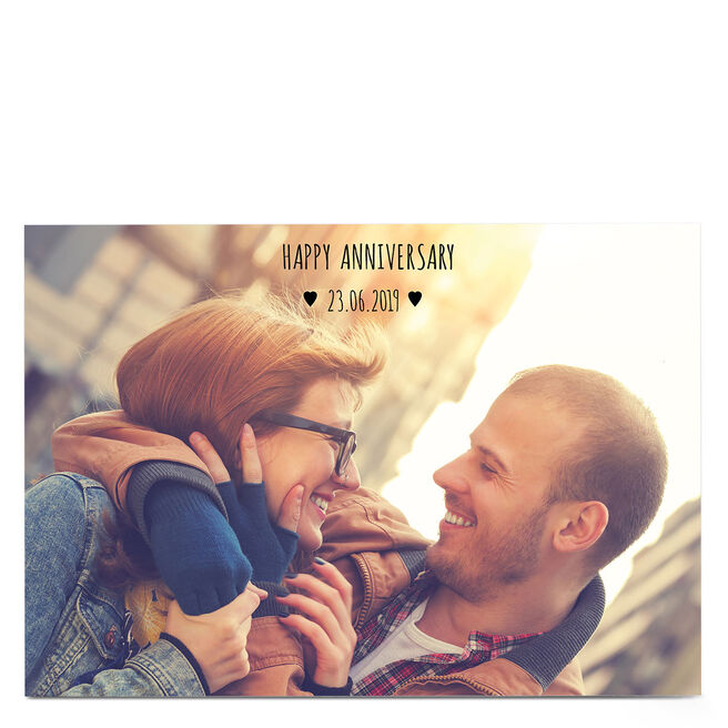 Photo Anniversary Card - Happy Anniversary, 1 Photo & Date