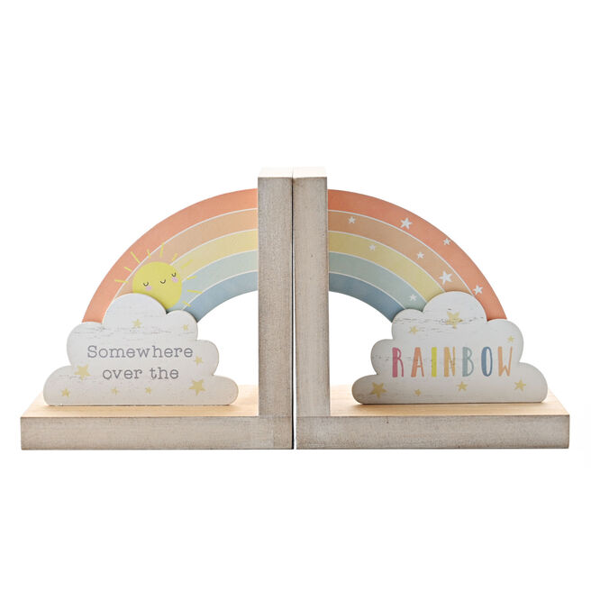 Somewhere Over The Rainbow Wooden Bookends 