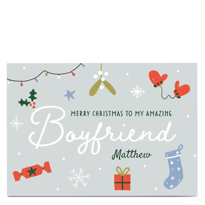 Personalised Juniper & Rose Christmas Card - Boyfriend