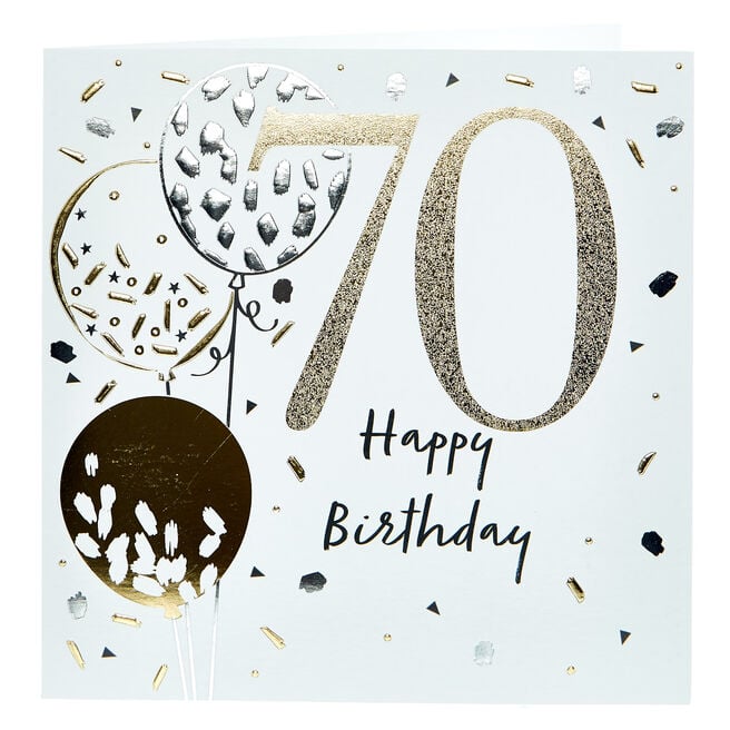 Platinum Collection 70th Birthday Card - White & Gold