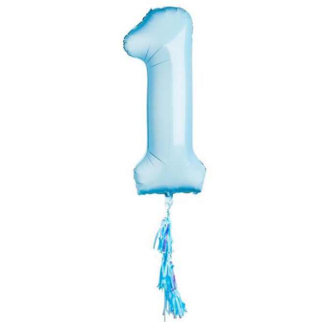 Pastel Blue 40-Inch Number 1 Balloon - Delivered Inflated!