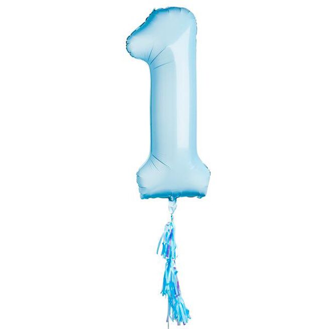 Pastel Blue 40-Inch Number 1 Balloon (Deflated)