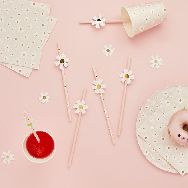 Daisy Paper Straws - Pack of 16
