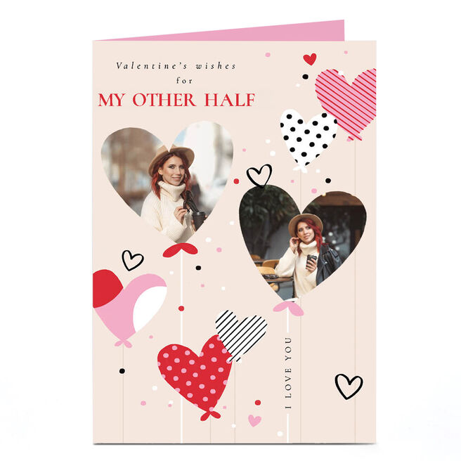 Personalised Valentine's Day Card - Heart Balloons, My Other Half