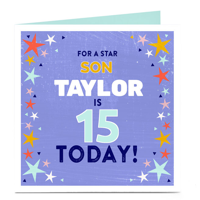 Personalised Birthday Card - For a Star Son, Editable Age