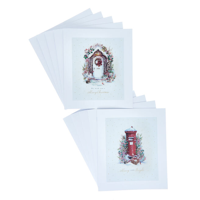 10 Premium Boxed Charity Christmas Cards - Merry & Bright (2 Designs)