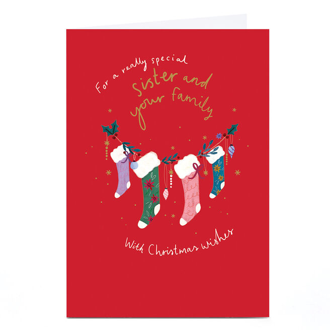 Christmas Card - Garland of Stockings, Special Sister And Your Family
