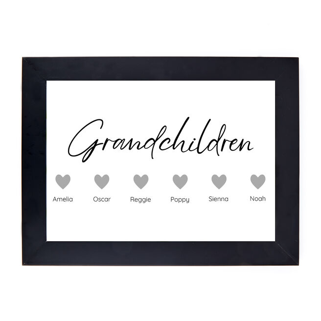 Personalised Family Print - 6 Grandchildren Hearts