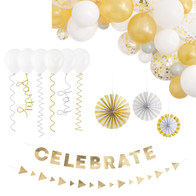 Gold & White Party Accessories Kit