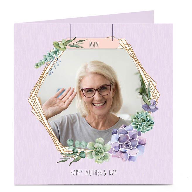 Photo Mother's Day Card - Floral Hexagon, Mam