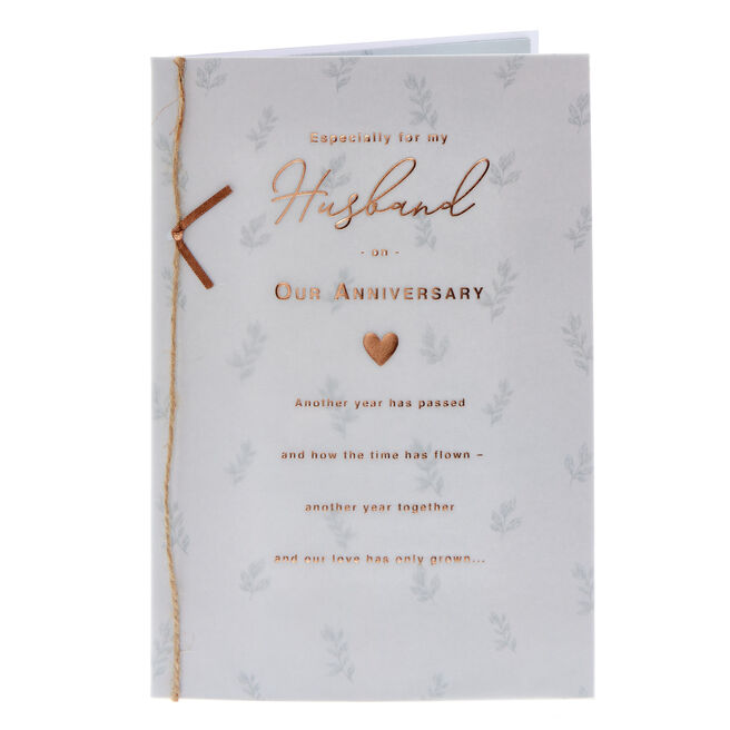 Husband Bronze Leaves Wedding Anniversary Card