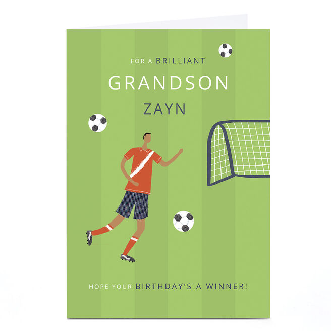 Personalised Birthday Card - Football Match, Grandson