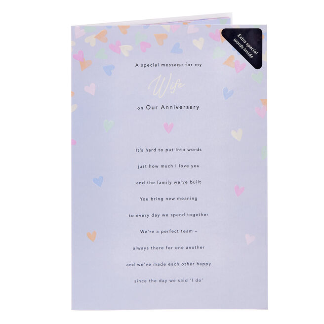 Pastel Hearts & Special Message Wife Anniversary Card