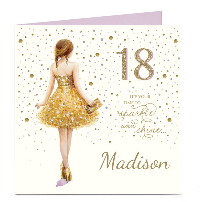 Personalised 18th Birthday Card - Your Time To Sparkle and Shine