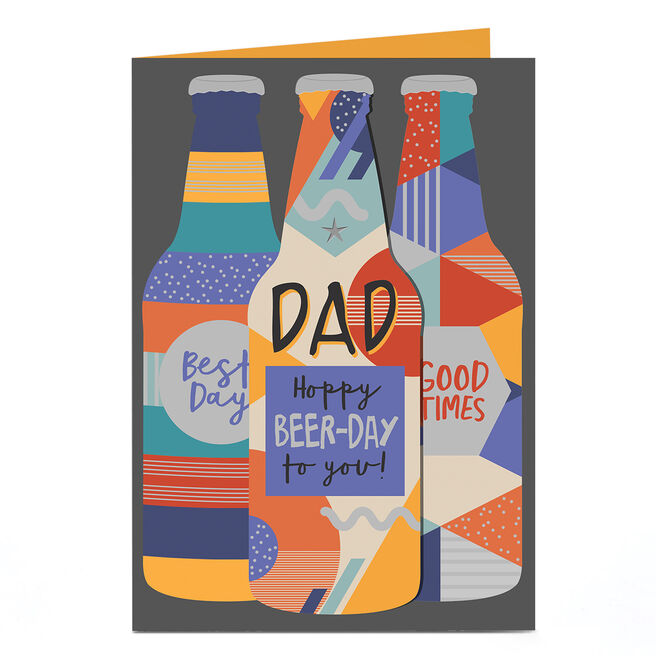 Birthday Card - Hoppy Beer-day Bottles, Dad