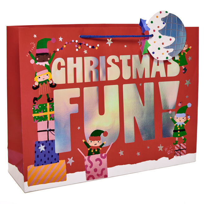 Fun Elves Extra Large Landscape Christmas Gift Bag